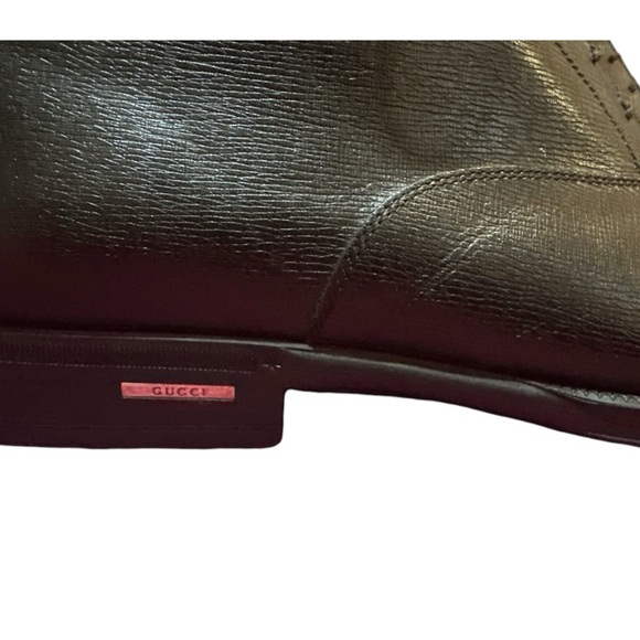 Gucci Men's Black Leather Side Zip Lace-up boot NWB - Picture 6 of 7